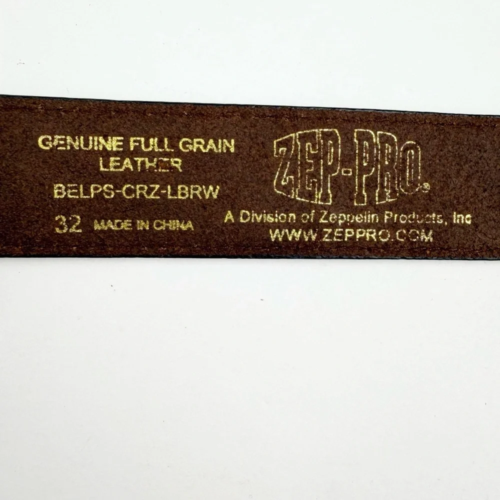 Zep Pro Embossed Auburn University Tigers Brown Leather Belt Size 32